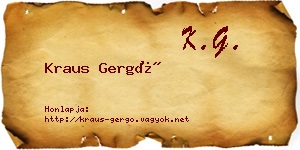 Kraus Gergő névjegykártya